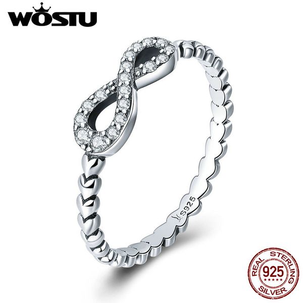 

wostu authentic 100% 925 sterling silver infinity love rings for women female silver fashion jewelry gift bkr414, Golden;silver