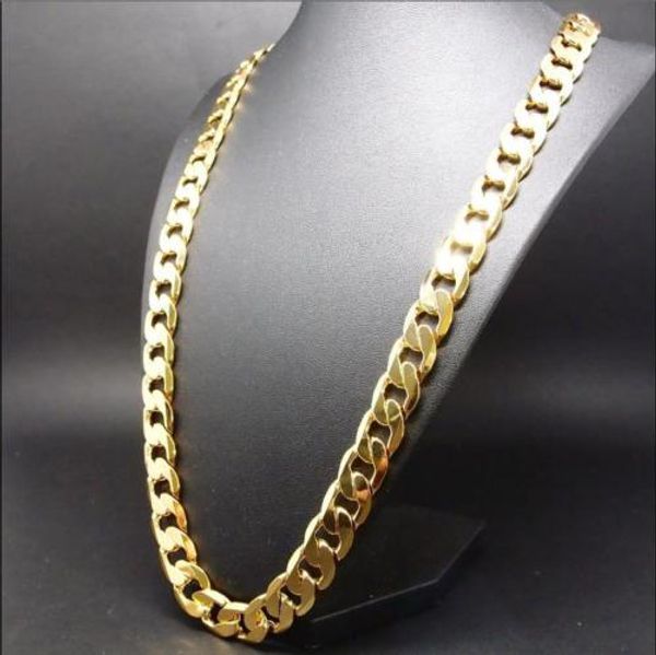 

men's 14k yellow gold plated 24 inches cuban link chain necklace 10 mm, Silver