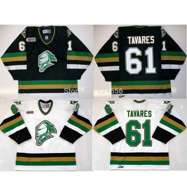 

male female youth 61 john tavares jerseys london knights jerseys new york hockey jerseys white home and black away customized any name no, Black;red