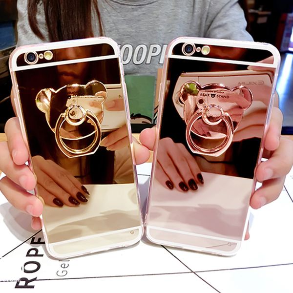 

lovecom fashion ring brackets holder stand mirror case for samsung s20 ultra s20 s10 plus a50 a70 note 10 soft phone back cover