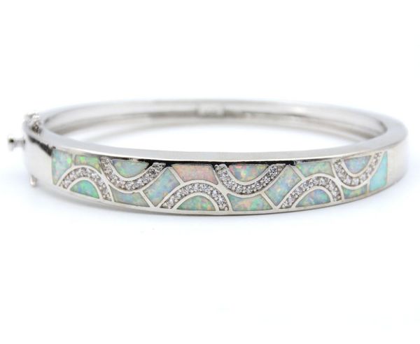 

white fire opal bangle bracelet cuff jewelry for women, Black