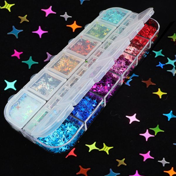 

holographics laser star nail starry sequins for nails colorful flakes paillette tool nail art decorations diy design supplies, Silver;gold