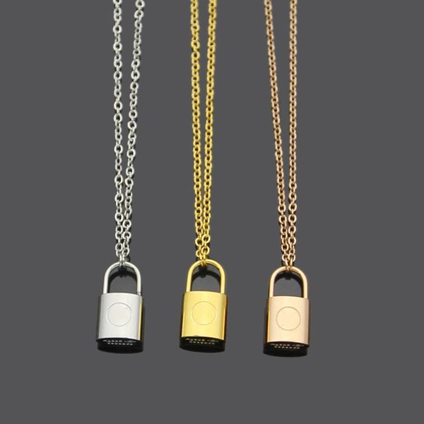 

factory price direct sales v charity version lock necklaces lovers foreign trade titanium steel lock necklaces, Silver