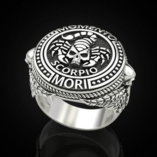

wedding rings punk vintege bad boy for men retro rock scorpion skull sculpture memento mori silver color men's ring q4m396, Slivery;golden