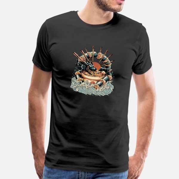 

dragon sushi ramen black version t shirt men designs tee shirt crew neck novelty anti-wrinkle funny summer style standard shirt