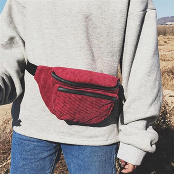 

waist pack bag for the belt trend fanny packs banana bags corduroy material chest bag shoulder messenger package hip pack