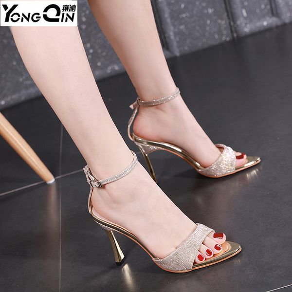 

sandals 10cm high-heel stiletto gold silver simple women women's shoes, Black