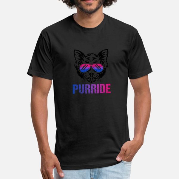 

bi pride day cat gay purride gifts lgbt month t shirt men printed 100% cotton o-neck unique famous casual summer letters shirt