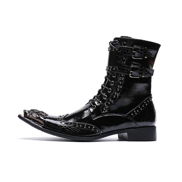 

men boots harajuku summer shoes men botlines hombre cow leather personality pure casual pointed toe ankle genuine leather, Black