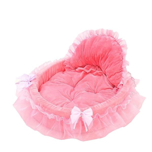 

pet dog bed mat cat bed house pink kennel puppy princess bows lace heart elegant doghouse pet warm for small puppy dogs