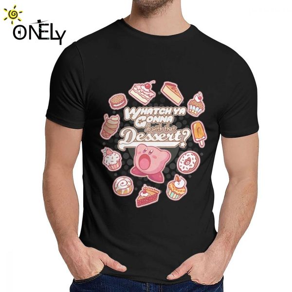 

tee shirt kirby whatch gonna do with that dessert quality cotton leisure round collar cartoon design la camiseta