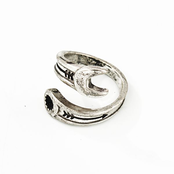 

1pc punk antique color wrench opening ring for women men european personality tool finger ring creative jewelry r185, Golden;silver