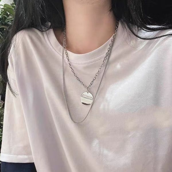 

stainless steel hip hop simple capa collar de cadena con cerradura mujer/hombre punk rock candado colgante collar goth jewelry, Silver