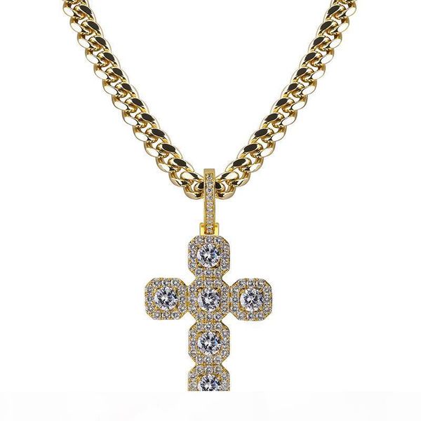 

iced out cross pendant men 14k gold chains bling cubic zirconia hip hop jewelry mens hiphop necklace, Silver
