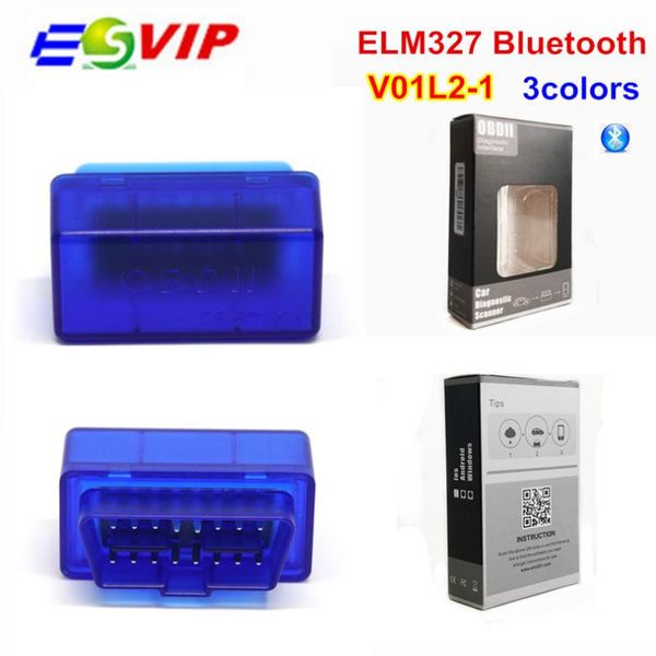 

100pcs dhl elm 327 v01l2-1 obd2 interface elm 327 v1.5 bluetooth car diagnostic scanner tools auto code reader for android
