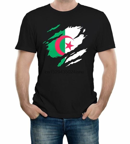 

torn algeria flag mens t-shirt algerian country national support football