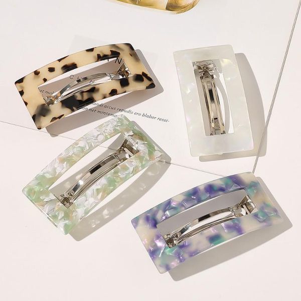 

2020 vintage leopard acetate hair clips korean fashion girls rectangle hair pins plastic barrettes styling accessories