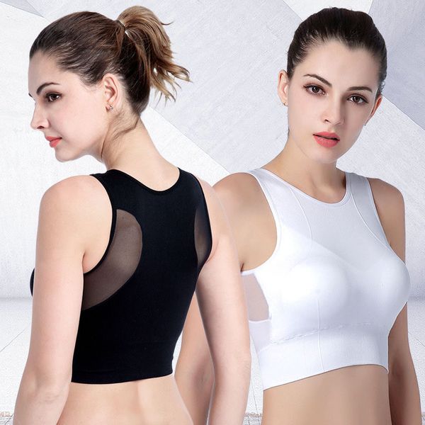 

sports bra women lady breathable proof quick drying seamless knitted mesh underwear fitness yoga apparel clothing, White;black