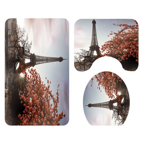 

4шт ванной ковер душевой занавес mat set полиэстер non скольжению башня шаблон