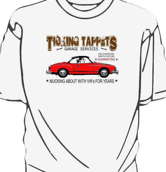 

2019 summer brand adults casual tee shirt 'ticking tappets garage services' t-shirt. karmann ghiafitness tshirt