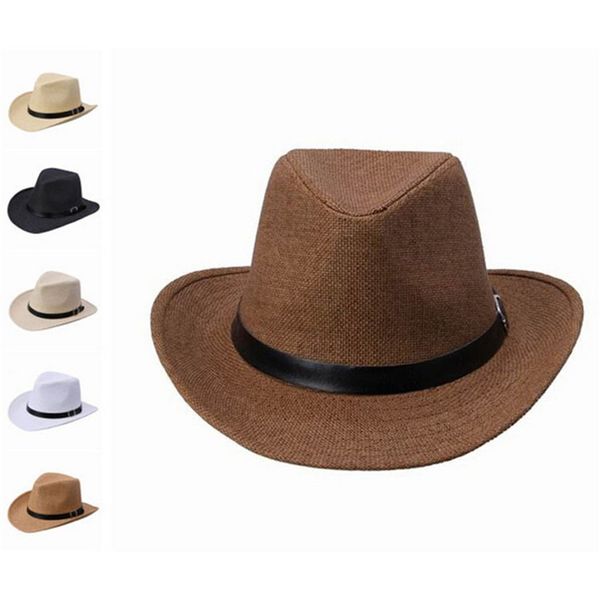 

2020 western cowboy hat sun hat for men summer with alloy feather beads beach cap panama hats, Blue;gray