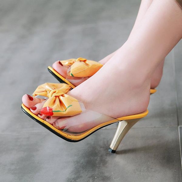

women transparent plastic high heel slippers thin heels summer peep toe 2020 new pvc women slippers shoes, Black