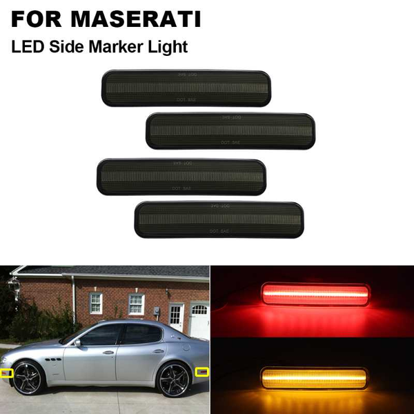 

4pcs smoked amber(front)&red(rear) led side marker bumper light kit for maserati quattroporte 2004 2005 2006 2007 2008 2009