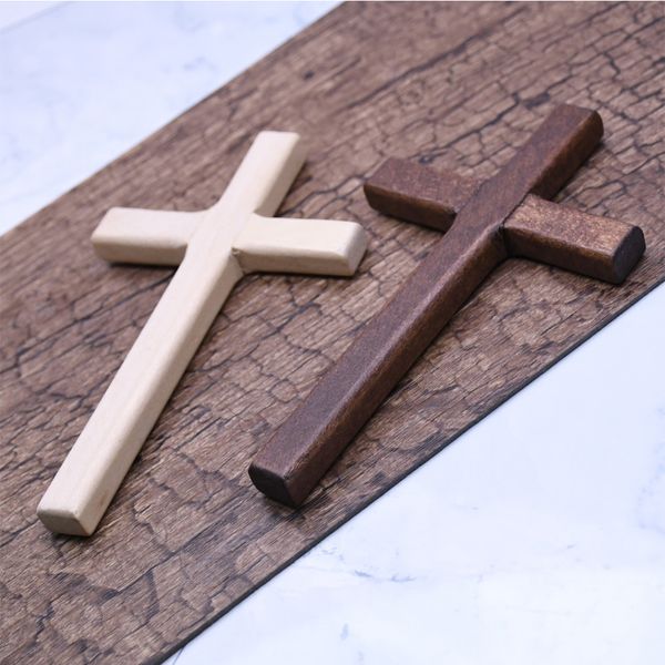 

2pcs home pray crucifix jesus solid handmade wooden crosses christ ornaments