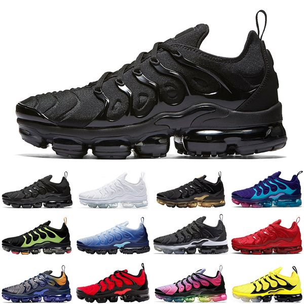 

tn plus neon men women running shoes triple black be true sunset rainbow mens womens trainers sports sneakers runners size 36-45