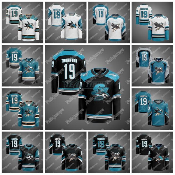 

womens san jose sharks 30th anniversary warm-up jerseys 19 joe thornton brent burns erik karlsson logan couture evander kane martin jones, Black;red