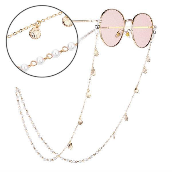 

eyeglasses chain sweet style pearl shell decoration summer fashion eyeglasses antiskid glasses chain women, Silver
