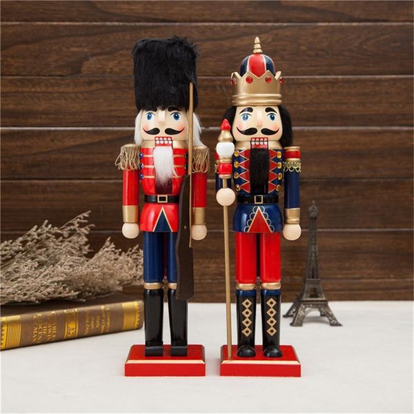 

38cm solid wood nutcracker christmas decorations for home soldiers gift set great decoration classic hand painting doll
