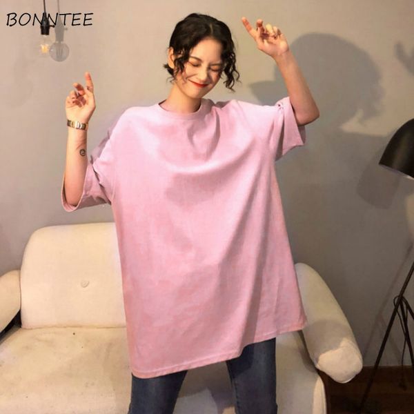 

women's t-shirt t-shirts women korean style ins loose fashion cotton all-match womens clothing summer simple short sleeve solid, White