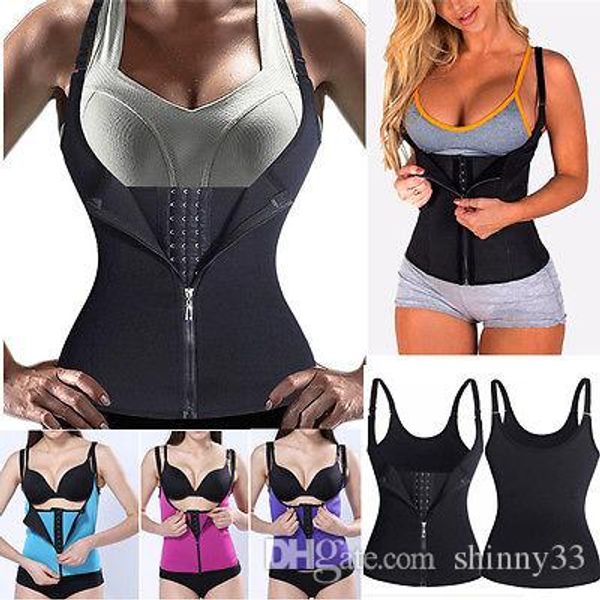 

shapeneoprene sauna sweat vest waist trainer cincher women body slimming trimmer corset workout thermo push up yoga shirt, White;red