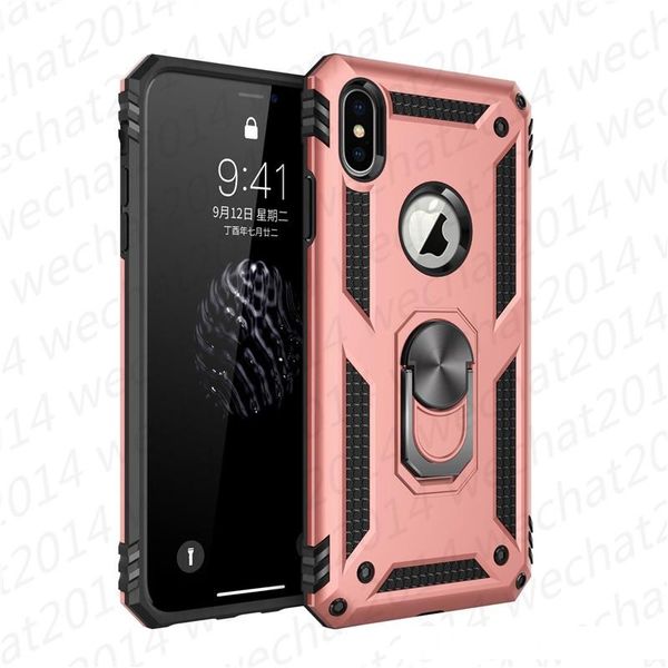 

100pcs dual layer ring holder magnetic car holder shockproof armor case cover for iphone 11 pro max x xr xs max samsung s9 s10 plus s10e