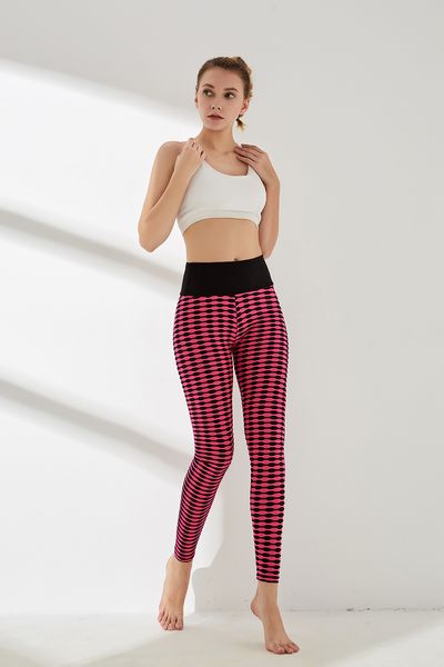 

women's pants space horizontal stripe contrast jacquard yoga leggings exercise fitness running training butt lift leggings size:s, Black