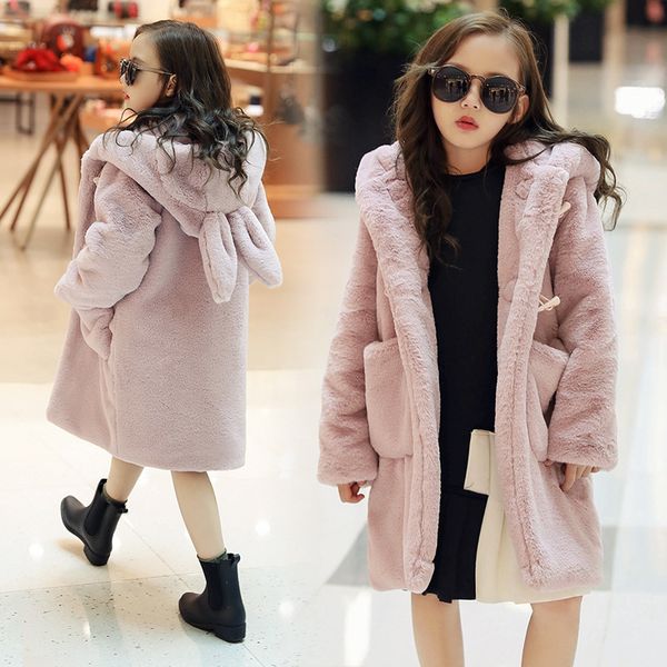 

dollplus girls winter coat 3-12years old girls parkas hooded cartoon ears plus velvet thicken jacket toddler girl clothes, Blue;gray