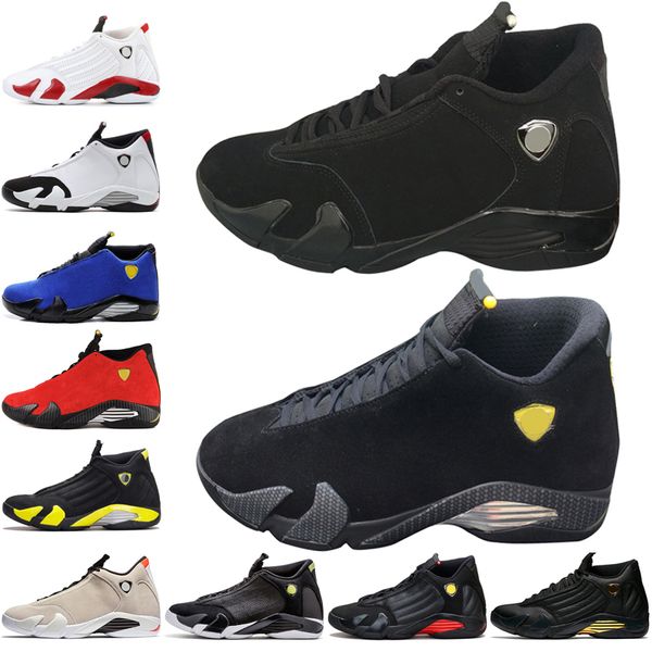 

new 14 14s mens basketball shoes desert sand dmp last sindiglo thunder blue suede oxidized grey white men sports athletic shoes #3, Black