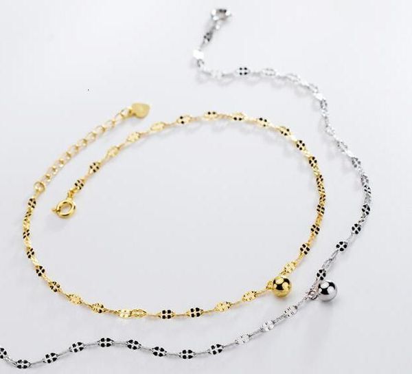 

authentic 1pc real. 925 silver sterling white/ gold round ball lucky anklet bracelet fine jewelry gtls912, Red;blue