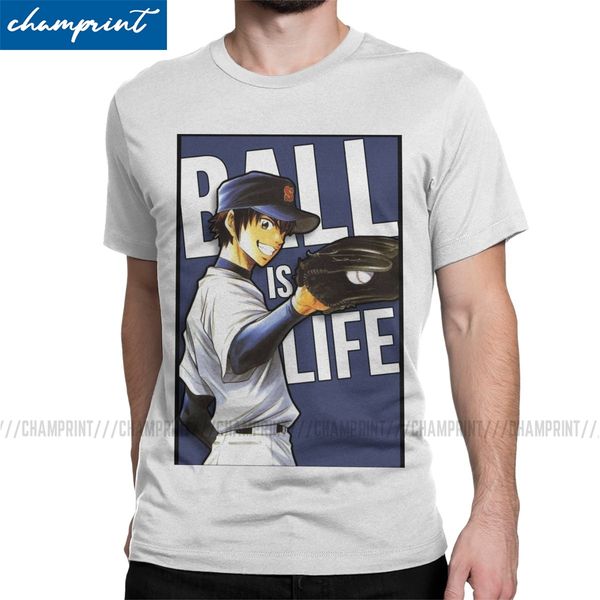 

ball is life men's t shirt diamond no ace anime baseball sports manga novelty tees crew neck t-shirts cotton gift idea clothes