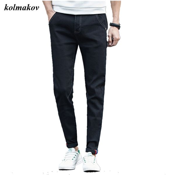 

men's jeans 2021 arrival four seasons style men denim fashion slim straightfeet solid elastic size 27-36, Blue