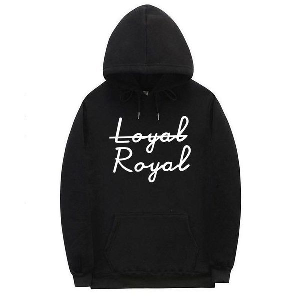 

лояльный royal hodies casual fleece hoodie корейский толстовка printed белые черные буквы пуловер толстовка флис толстовка мужчины, Black