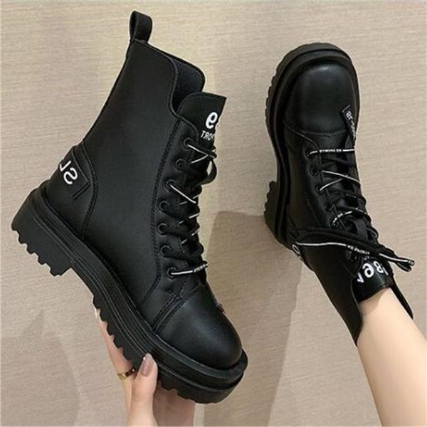 

2020 new women ankle boots square toe leather all match square heel fashion autumn winter shoes women boots orange black white