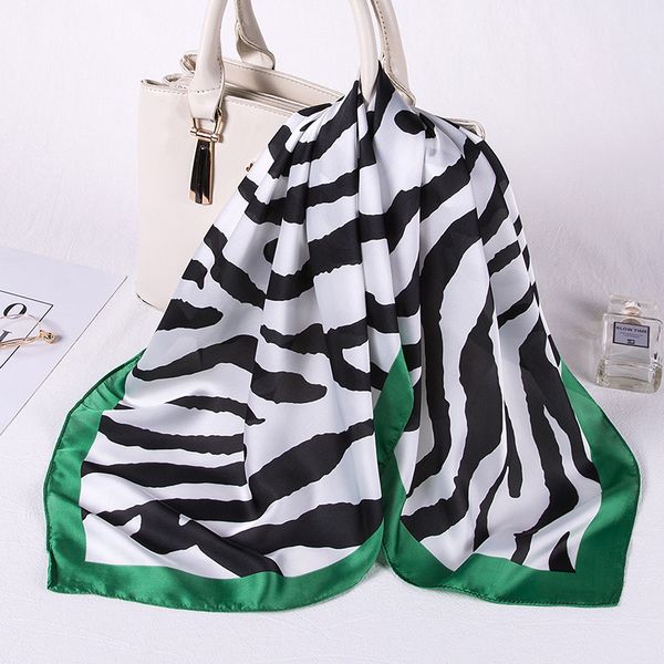 

popular silk sauqre scarf women scarf printed zebra animal foulard square headband scarves wraps 2020 new drop ship, Blue;gray