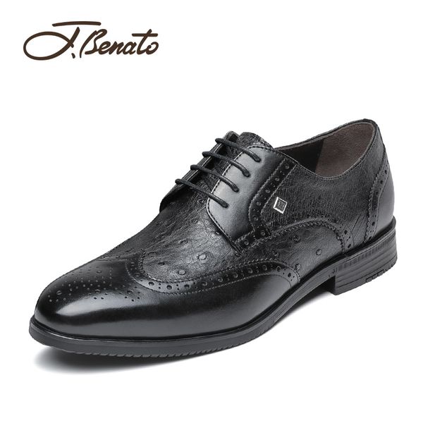 

j.benato 2020 spring and summer new men's business formal shoes leather men's leather british bullock wedding shoes trend, Black