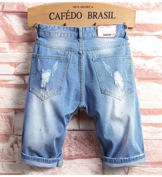 

мужчины holes denim шорты новые летние мужчины light blue короткие jeasn хорошее качество хлопка тонкие джинсовые шорты прямые короткие джин