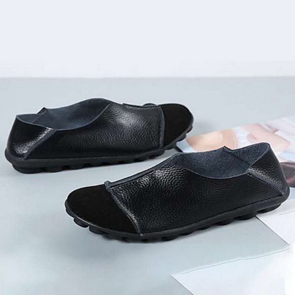 

brand summer woman soft leisure flats leather shoes woman moccasins loafers female casual driving footwear big size 36-43, Black