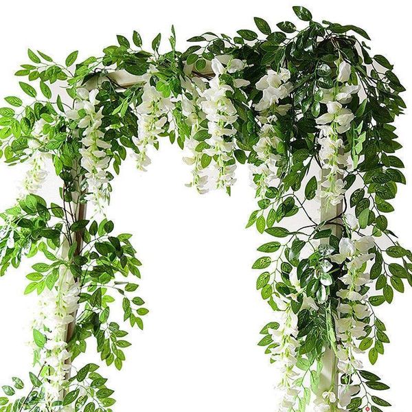 

plants wisteria hanging outdoor fake vine trailing 2m string wall garland flower decor artificial foliage 7ft flower home sq2009 qkgfw