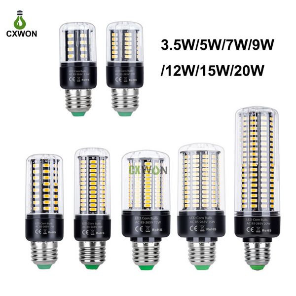 LED-Glühbirnen, E27, E14, B22, LED-Abdeckung, Maislicht, 85–265 V, 3,5 W, 5 W, 7 W, 9 W, 12 W, 15 W, 20 W für dekorative Innenbeleuchtung