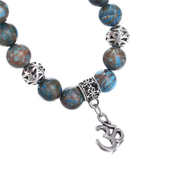 

if me charm om beads stone bracelets for women trendy nature stone elastic adjustable yoga bracelet men jewelry gifts party 2020, Red;blue